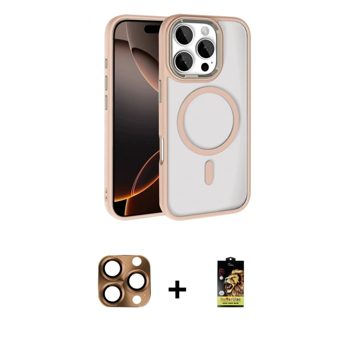 MARSİLYAN™- iPhone 16 Pro Max Kılıf Kıvılcım Prime - Siyah Buffer Cam Ekran Koruyucu + Pers Alüminyum Kamera Lens - CLTM