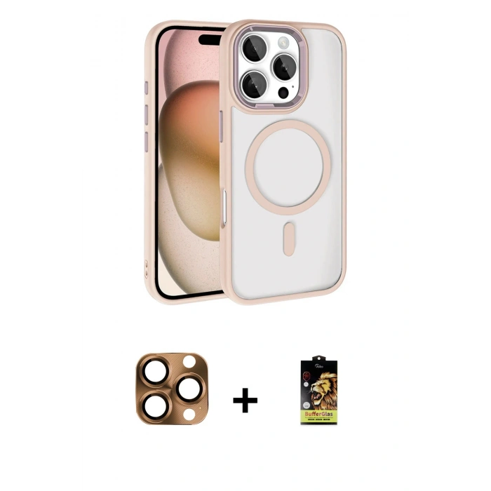 MARSİLYAN™- iPhone 16 Pro Max Kılıf Kıvılcım Prime - Siyah Buffer Cam Ekran Koruyucu + Pers Alüminyum Kamera Lens - CLTM