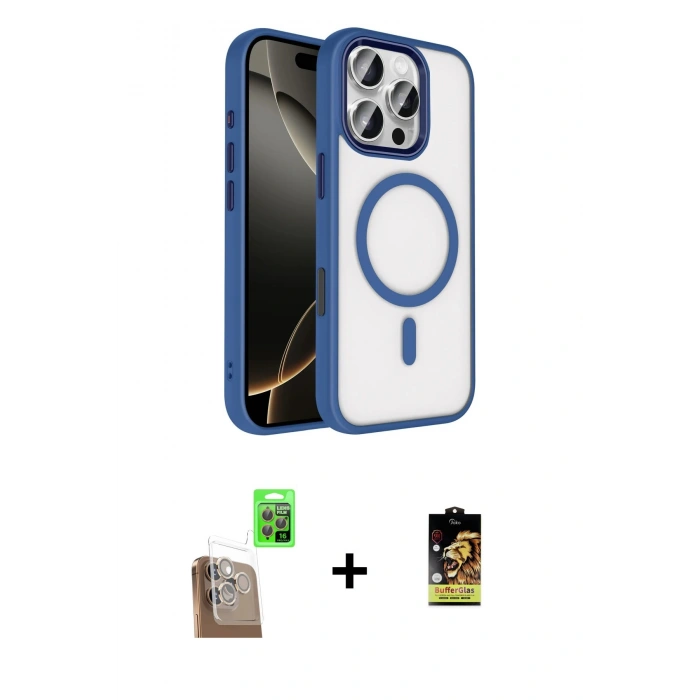 MARSİLYAN™- iPhone 16 Pro Max Kılıf Kıvılcım Prime - Siyah Buffer Cam Ekran Koruyucu + Raze Metal Kamera Lens - CLTM