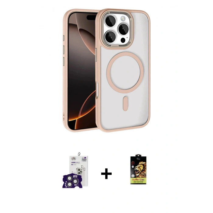 MARSİLYAN™- iPhone 16 Pro Max Kılıf Kıvılcım Prime - Siyah Buffer Cam Ekran Koruyucu + Bilvis Titan Kamera Lens - TMGI