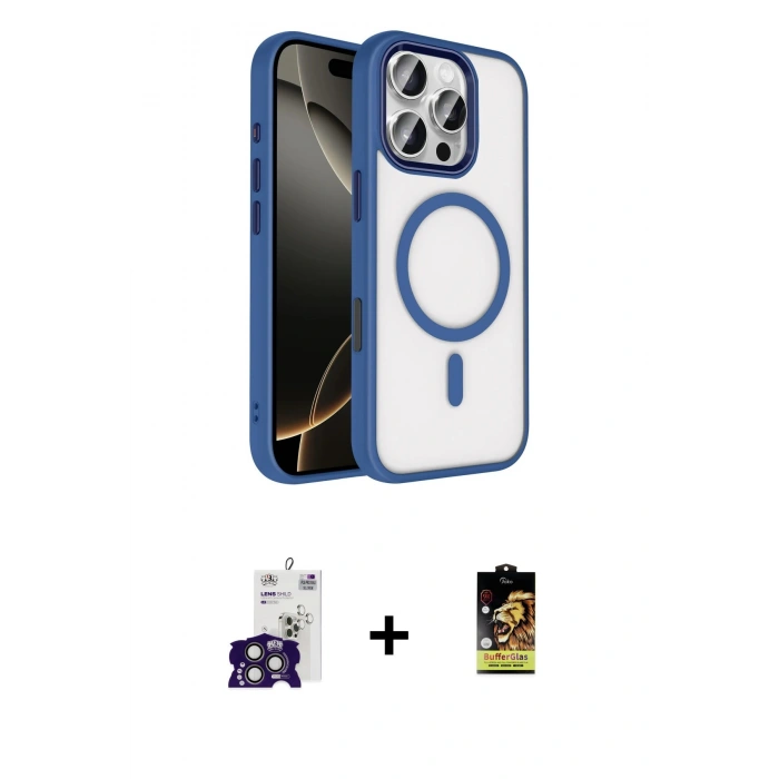 MARSİLYAN™- iPhone 16 Pro Max Kılıf Kıvılcım Prime - Siyah Buffer Cam Ekran Koruyucu + Bilvis Titan Kamera Lens - TMGI