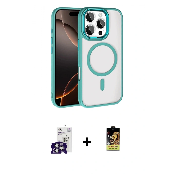 MARSİLYAN™- iPhone 16 Pro Max Kılıf Kıvılcım Prime - Siyah Buffer Cam Ekran Koruyucu + Bilvis Titan Kamera Lens - TMGI