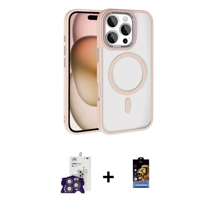 MARSİLYAN™- iPhone 16 Pro Max Kılıf Kıvılcım Prime - Siyah Buffer Hayalet Cam Ekran Koruyucu + Bilvis Titan Kamera Lens - GS