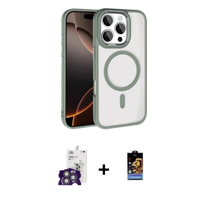 MARSİLYAN™- iPhone 16 Pro Max Kılıf Kıvılcım Prime - Siyah Buffer Hayalet Cam Ekran Koruyucu + Bilvis Titan Kamera Lens - GS