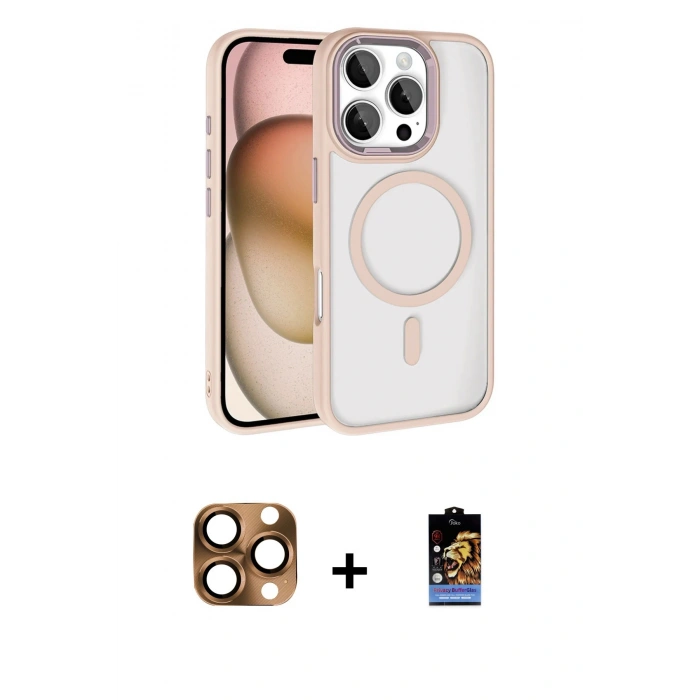 MARSİLYAN™- iPhone 16 Pro Max Kılıf Kıvılcım Prime - Siyah Buffer Hayalet Cam Ekran Koruyucu + Pers Alüminyum Kamera Lens - CLTM