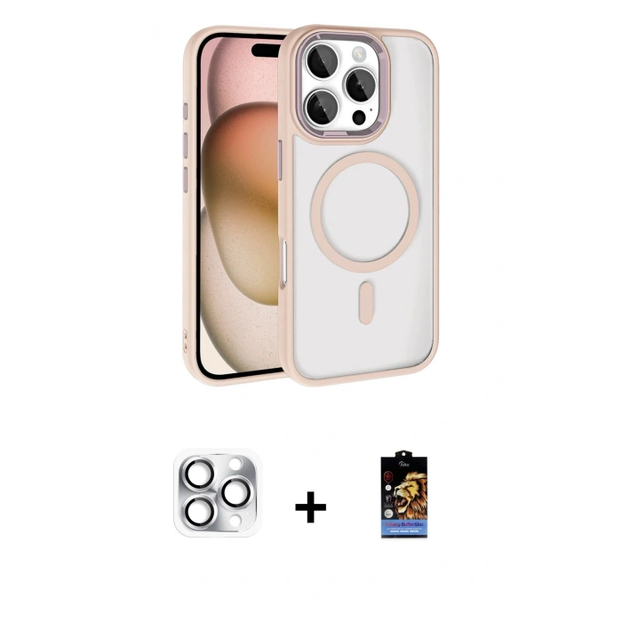 MARSİLYAN™- iPhone 16 Pro Max Kılıf Kıvılcım Prime - Siyah Buffer Hayalet Cam Ekran Koruyucu + Pers Alüminyum Kamera Lens - GS