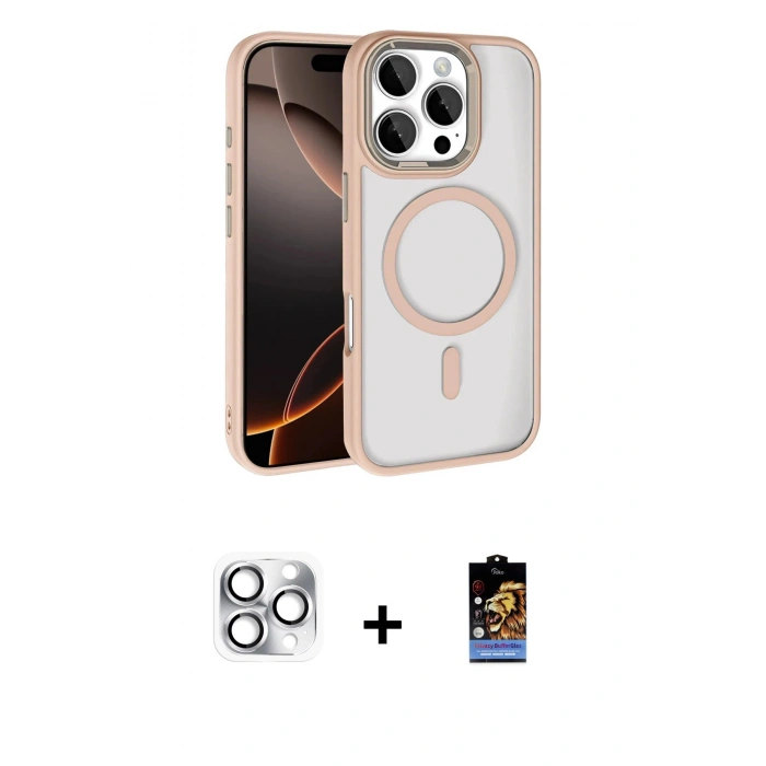 MARSİLYAN™- iPhone 16 Pro Max Kılıf Kıvılcım Prime - Siyah Buffer Hayalet Cam Ekran Koruyucu + Pers Alüminyum Kamera Lens - GS