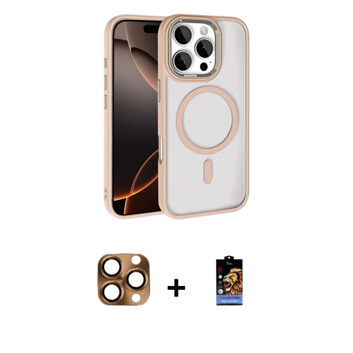 MARSİLYAN™- iPhone 16 Pro Max Kılıf Kıvılcım Prime - Siyah Buffer Hayalet Cam Ekran Koruyucu + Pers Alüminyum Kamera Lens - CLTM