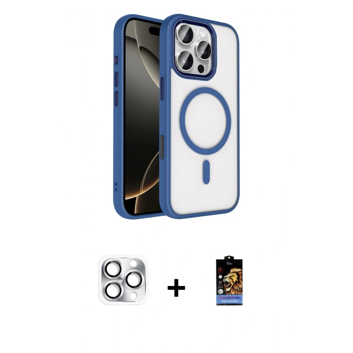 MARSİLYAN™- iPhone 16 Pro Max Kılıf Kıvılcım Prime - Siyah Buffer Hayalet Cam Ekran Koruyucu + Pers Alüminyum Kamera Lens - GS