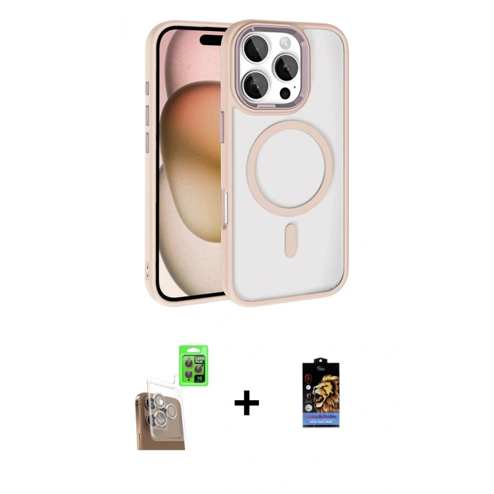 MARSİLYAN™- iPhone 16 Pro Max Kılıf Kıvılcım Prime - Siyah Buffer Hayalet Cam Ekran Koruyucu + Raze Metal Kamera Lens - CLTM