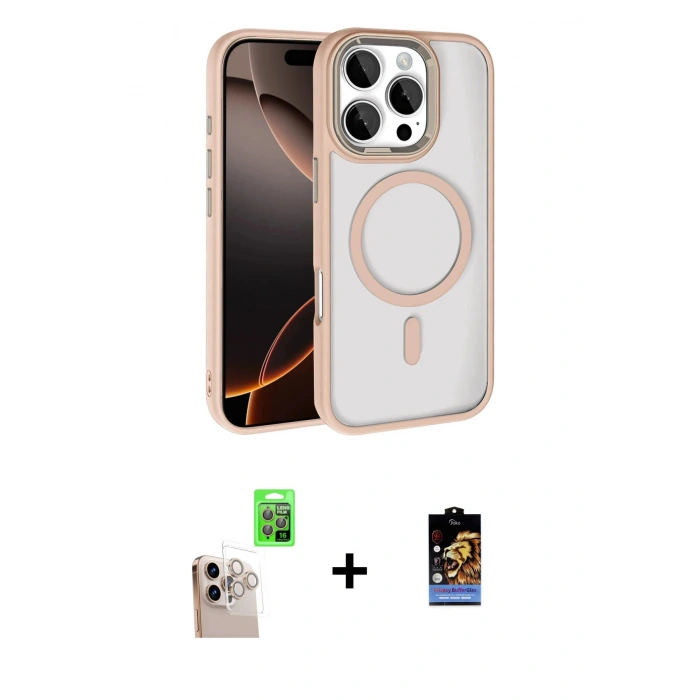 MARSİLYAN™- iPhone 16 Pro Max Kılıf Kıvılcım Prime - Siyah Buffer Hayalet Cam Ekran Koruyucu + Raze Metal Kamera Lens - NLGY