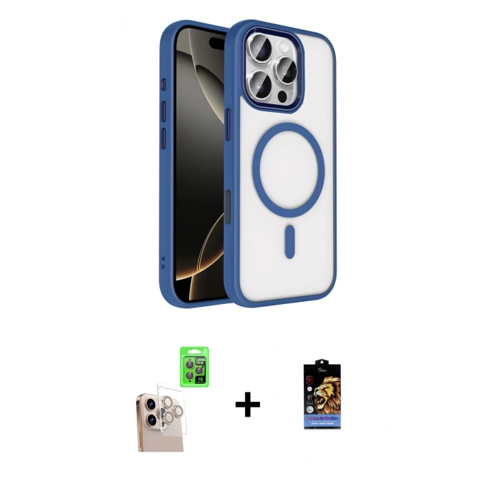 MARSİLYAN™- iPhone 16 Pro Max Kılıf Kıvılcım Prime - Siyah Buffer Hayalet Cam Ekran Koruyucu + Raze Metal Kamera Lens - NLGY