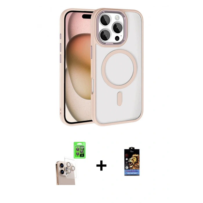 MARSİLYAN™- iPhone 16 Pro Max Kılıf Kıvılcım Prime - Siyah Buffer Hayalet Cam Ekran Koruyucu + Raze Metal Kamera Lens - NLGY