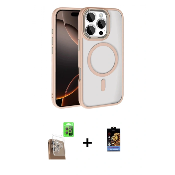 MARSİLYAN™- iPhone 16 Pro Max Kılıf Kıvılcım Prime - Siyah Buffer Hayalet Cam Ekran Koruyucu + Raze Metal Kamera Lens - CLTM
