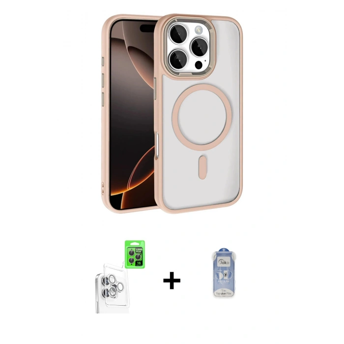 MARSİLYAN™- iPhone 16 Pro Max Kılıf Kıvılcım Prime - Siyah Joko Magic 5D Cam + Raze Metal Kamera Lens - BZ
