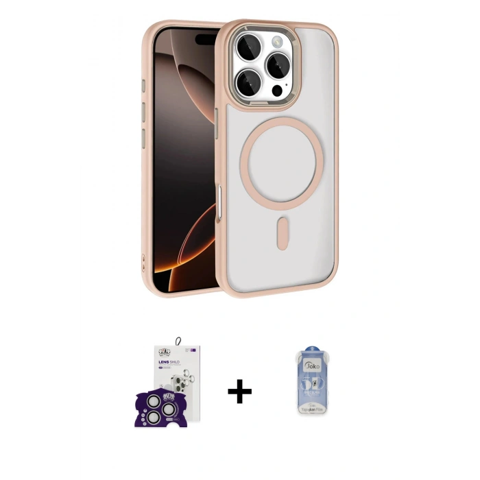 MARSİLYAN™- iPhone 16 Pro Max Kılıf Kıvılcım Prime - Siyah Joko Magic 5D Cam + Gümüş Bilvis Titan Kamera Lens