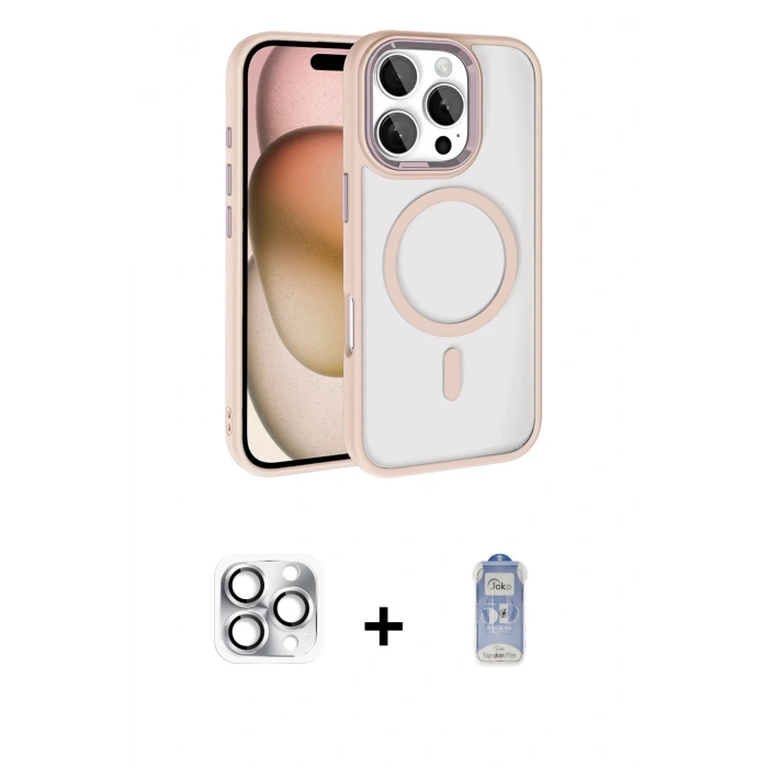 MARSİLYAN™- iPhone 16 Pro Max Kılıf Kıvılcım Prime - Siyah Joko Magic 5D Cam + Pers Alüminyum Kamera Lens - GS