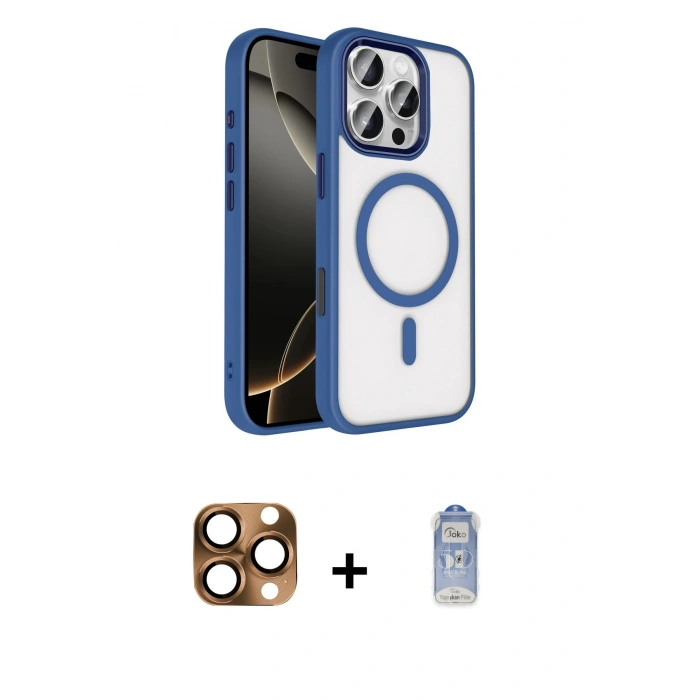 MARSİLYAN™- iPhone 16 Pro Max Kılıf Kıvılcım Prime - Siyah Joko Magic 5D Cam + Pers Alüminyum Kamera Lens - CLTM