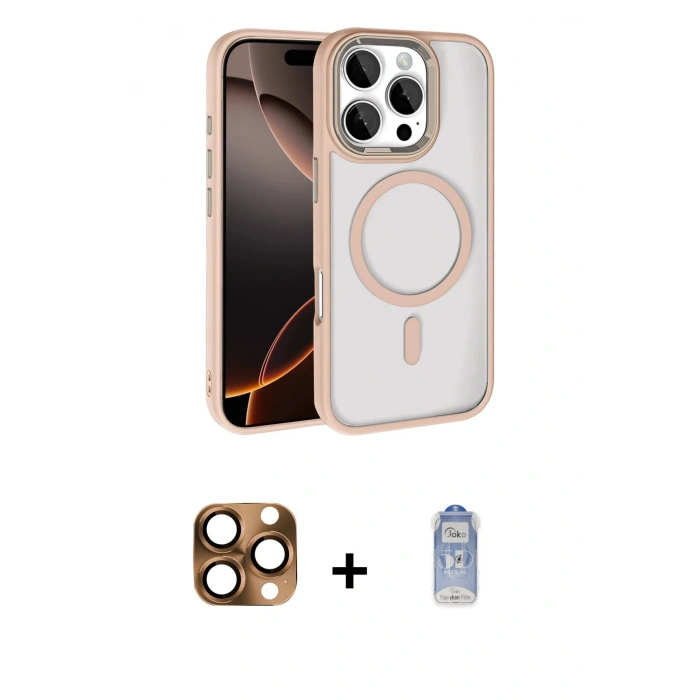 MARSİLYAN™- iPhone 16 Pro Max Kılıf Kıvılcım Prime - Siyah Joko Magic 5D Cam + Pers Alüminyum Kamera Lens - CLTM