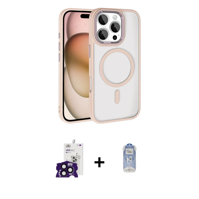 MARSİLYAN™- iPhone 16 Pro Max Kılıf Kıvılcım Prime - Siyah Joko Magic 5D Cam + Siyah Bilvis Titan Kamera Lens