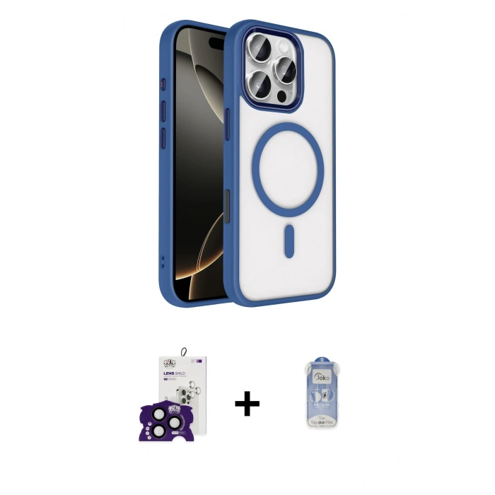 MARSİLYAN™- iPhone 16 Pro Max Kılıf Kıvılcım Prime - Siyah Joko Magic 5D Cam + Siyah Bilvis Titan Kamera Lens