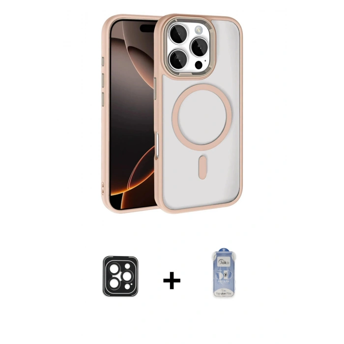 MARSİLYAN™- iPhone 16 Pro Max Kılıf Kıvılcım Prime - Siyah Joko Magic 5D Cam + PVD Metal Kamera Lens - SH