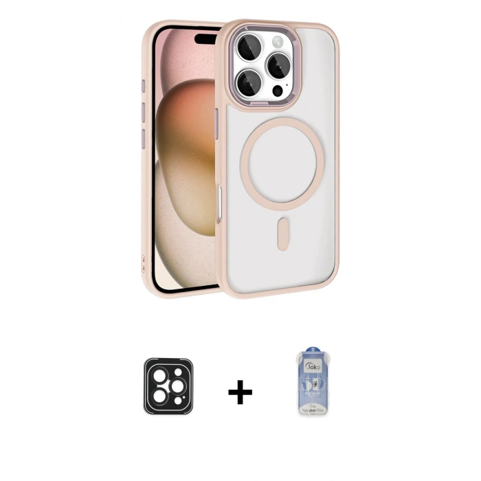 MARSİLYAN™- iPhone 16 Pro Max Kılıf Kıvılcım Prime - Siyah Joko Magic 5D Cam + PVD Metal Kamera Lens - SH