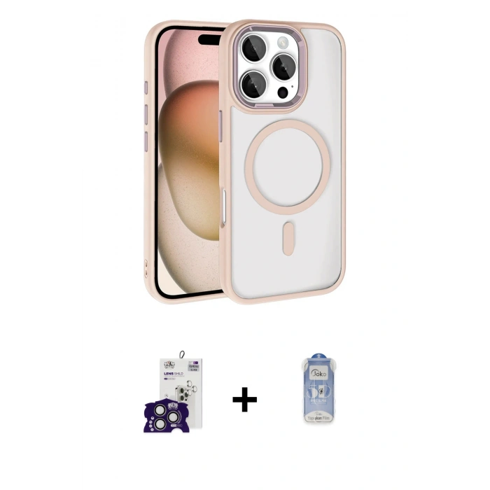 MARSİLYAN™- iPhone 16 Pro Max Kılıf Kıvılcım Prime - Siyah Joko Magic 5D Cam + Bilvis Titan Kamera Lens - TMGI