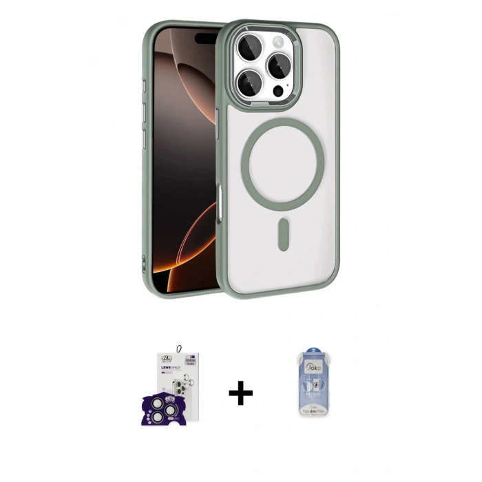 MARSİLYAN™- iPhone 16 Pro Max Kılıf Kıvılcım Prime - Siyah Joko Magic 5D Cam + Bilvis Titan Kamera Lens - TMGI