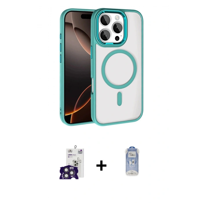 MARSİLYAN™- iPhone 16 Pro Max Kılıf Kıvılcım Prime - Siyah Joko Magic 5D Cam + Bilvis Titan Kamera Lens - TMGI