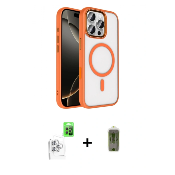 MARSİLYAN™- iPhone 16 Pro Max Kılıf Kıvılcım Prime - Siyah Joko Magic 5D Hayalet Cam + Raze Metal Kamera Lens - BZ