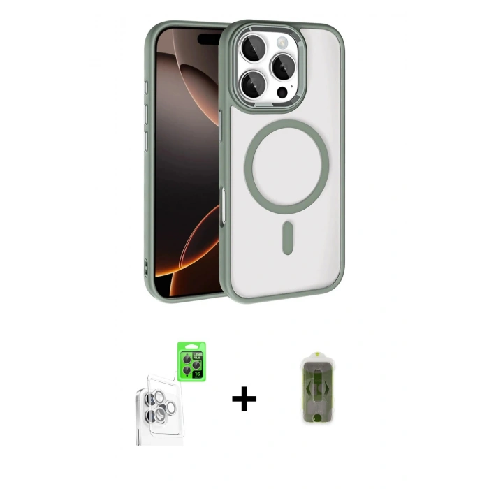MARSİLYAN™- iPhone 16 Pro Max Kılıf Kıvılcım Prime - Siyah Joko Magic 5D Hayalet Cam + Raze Metal Kamera Lens - BZ
