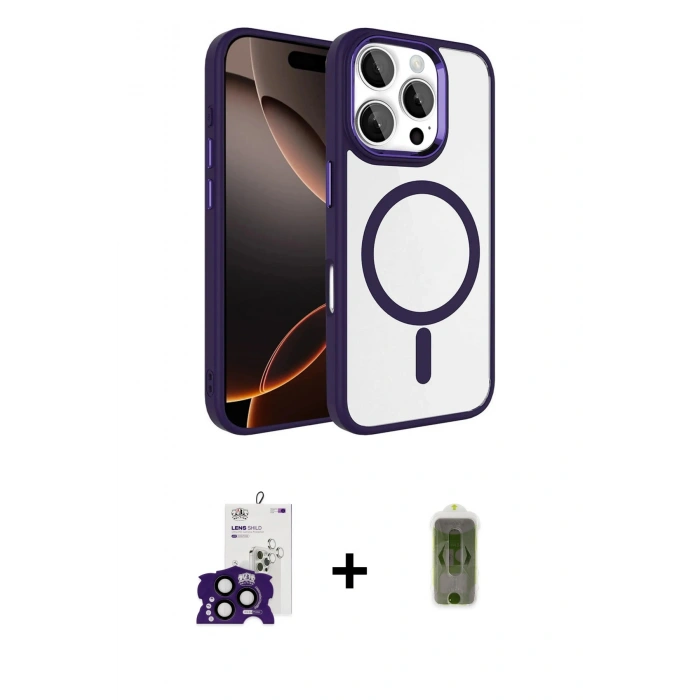 MARSİLYAN™- iPhone 16 Pro Max Kılıf Kıvılcım Prime - Siyah Joko Magic 5D Hayalet Cam + Bilvis Titan Kamera Lens - SH