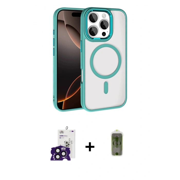 MARSİLYAN™- iPhone 16 Pro Max Kılıf Kıvılcım Prime - Siyah Joko Magic 5D Hayalet Cam + Bilvis Titan Kamera Lens - SH