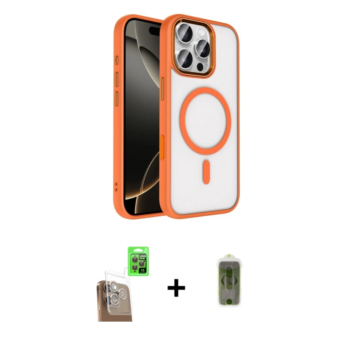 MARSİLYAN™- iPhone 16 Pro Max Kılıf Kıvılcım Prime - Siyah Joko Magic 5D Hayalet Cam + Raze Metal Kamera Lens - CLTM