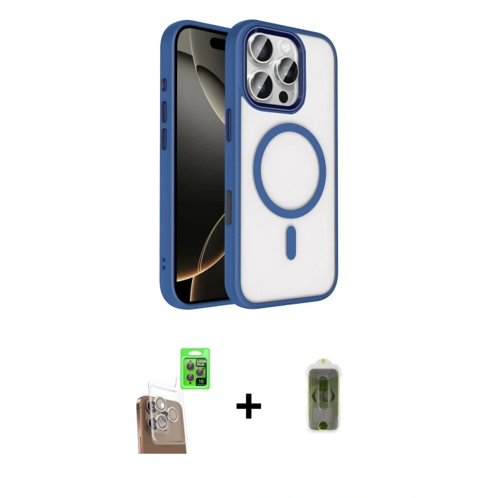 MARSİLYAN™- iPhone 16 Pro Max Kılıf Kıvılcım Prime - Siyah Joko Magic 5D Hayalet Cam + Raze Metal Kamera Lens - CLTM