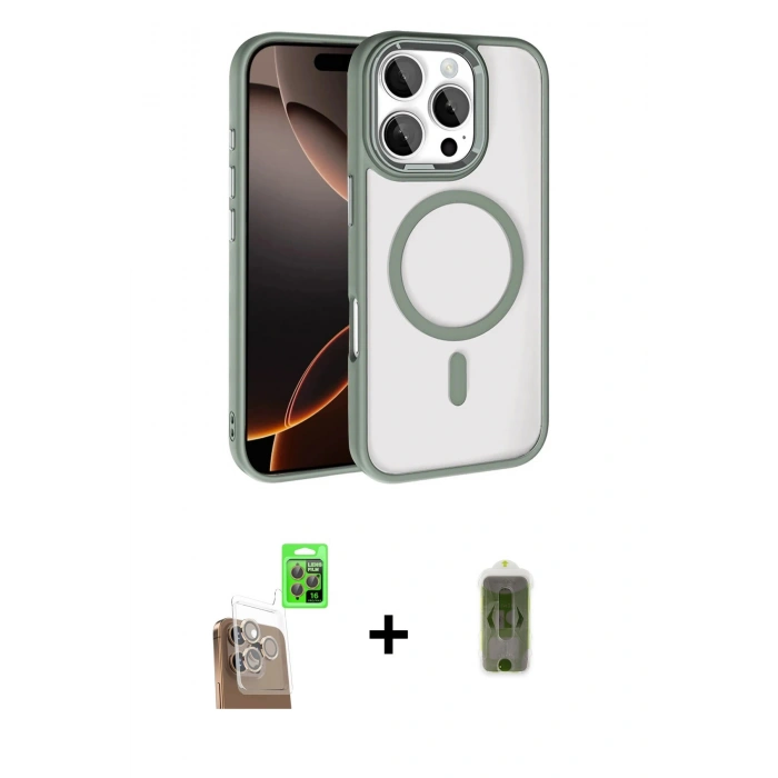 MARSİLYAN™- iPhone 16 Pro Max Kılıf Kıvılcım Prime - Siyah Joko Magic 5D Hayalet Cam + Raze Metal Kamera Lens - CLTM