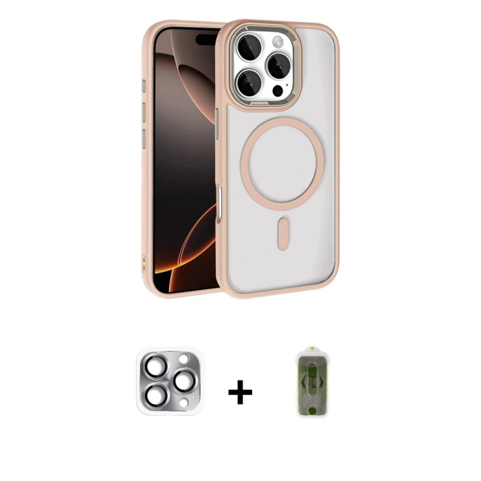 MARSİLYAN™- iPhone 16 Pro Max Kılıf Kıvılcım Prime - Siyah Joko Magic 5D Hayalet Cam + Pers Alüminyum Kamera Lens - GI