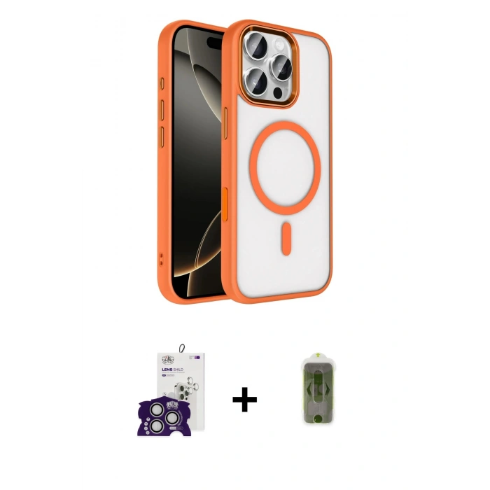 MARSİLYAN™- iPhone 16 Pro Max Kılıf Kıvılcım Prime - Siyah Joko Magic 5D Hayalet Cam + Gümüş Bilvis Titan Kamera Lens