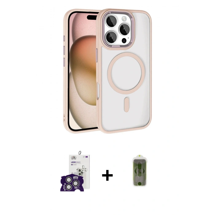 MARSİLYAN™- iPhone 16 Pro Max Kılıf Kıvılcım Prime - Siyah Joko Magic 5D Hayalet Cam + Gümüş Bilvis Titan Kamera Lens