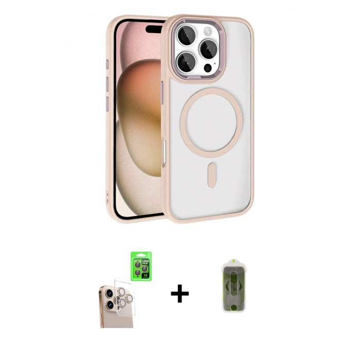 MARSİLYAN™- iPhone 16 Pro Max Kılıf Kıvılcım Prime - Siyah Joko Magic 5D Hayalet Cam + Raze Metal Kamera Lens - NLGY