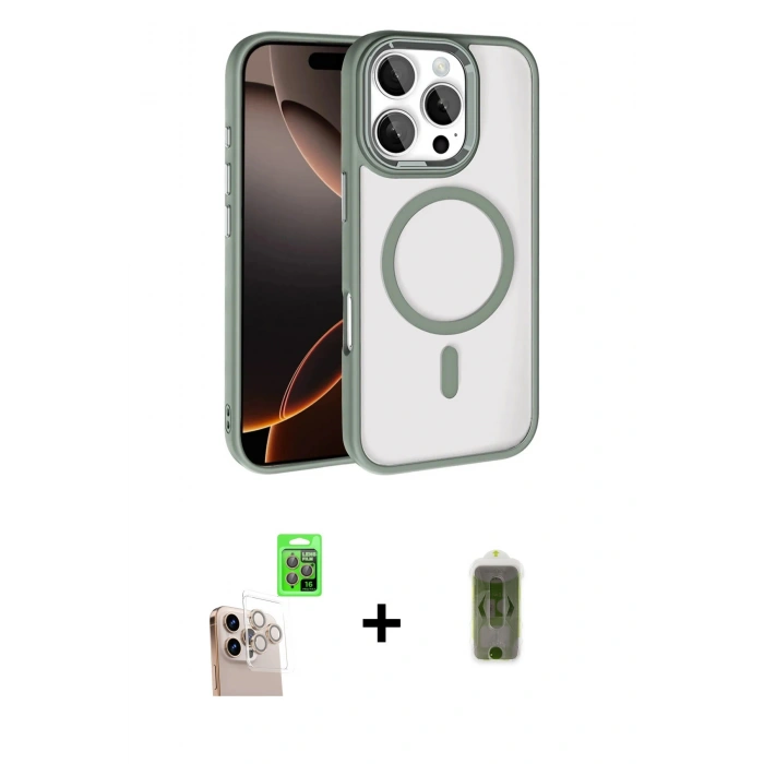MARSİLYAN™- iPhone 16 Pro Max Kılıf Kıvılcım Prime - Siyah Joko Magic 5D Hayalet Cam + Raze Metal Kamera Lens - NLGY