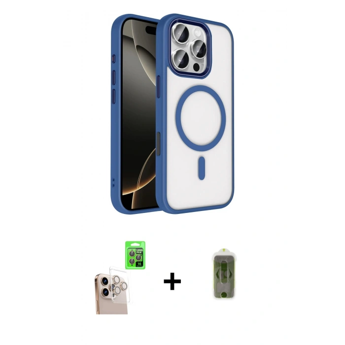 MARSİLYAN™- iPhone 16 Pro Max Kılıf Kıvılcım Prime - Siyah Joko Magic 5D Hayalet Cam + Raze Metal Kamera Lens - NLGY