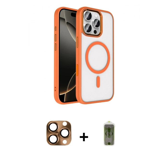 MARSİLYAN™- iPhone 16 Pro Max Kılıf Kıvılcım Prime - Siyah Joko Magic 5D Hayalet Cam + Pers Alüminyum Kamera Lens - CLTM