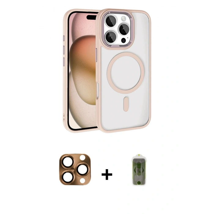 MARSİLYAN™- iPhone 16 Pro Max Kılıf Kıvılcım Prime - Siyah Joko Magic 5D Hayalet Cam + Pers Alüminyum Kamera Lens - CLTM