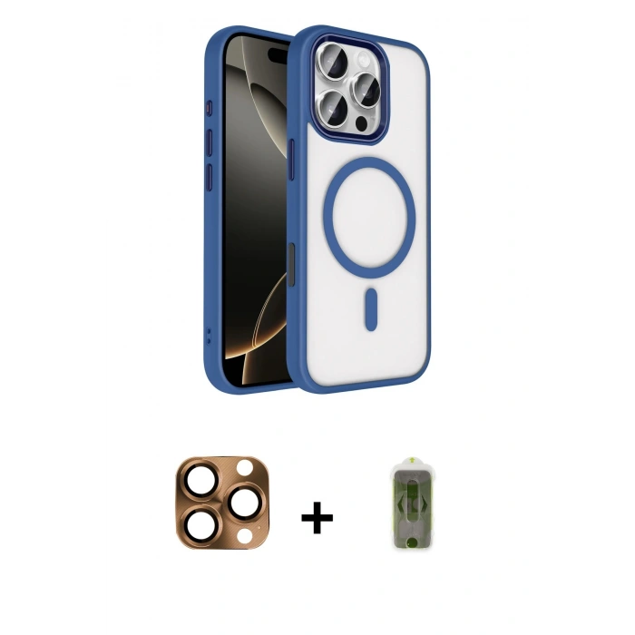 MARSİLYAN™- iPhone 16 Pro Max Kılıf Kıvılcım Prime - Siyah Joko Magic 5D Hayalet Cam + Pers Alüminyum Kamera Lens - CLTM
