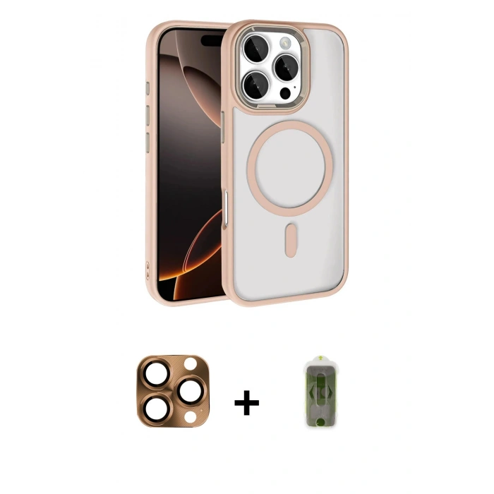 MARSİLYAN™- iPhone 16 Pro Max Kılıf Kıvılcım Prime - Siyah Joko Magic 5D Hayalet Cam + Pers Alüminyum Kamera Lens - CLTM