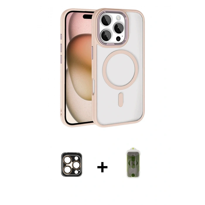 MARSİLYAN™- iPhone 16 Pro Max Kılıf Kıvılcım Prime - Siyah Joko Magic 5D Hayalet Cam + PVD Metal Kamera Lens - GD
