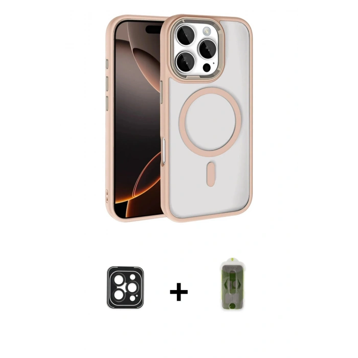 MARSİLYAN™- iPhone 16 Pro Max Kılıf Kıvılcım Prime - Siyah Joko Magic 5D Hayalet Cam + PVD Metal Kamera Lens - SH
