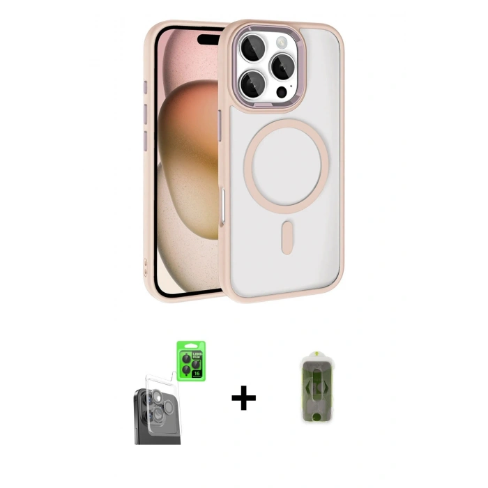 MARSİLYAN™- iPhone 16 Pro Max Kılıf Kıvılcım Prime - Siyah Joko Magic 5D Hayalet Cam + Raze Metal Kamera Lens - SH